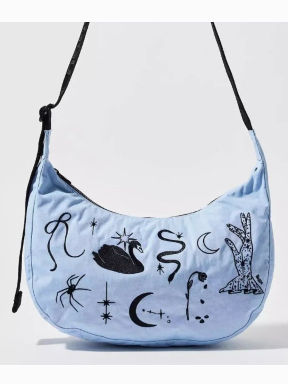 BAGGU Embroidered Ballet Icons Medium Nylon Crescent Bag